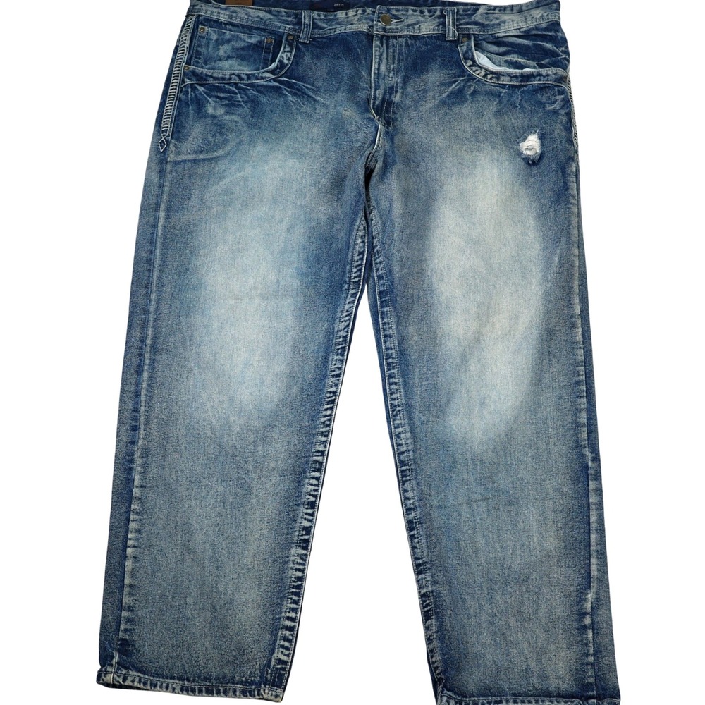 GS115 Jeans Men 50 Blue Distressed‎ Wide Leg Denim Casual Everyday